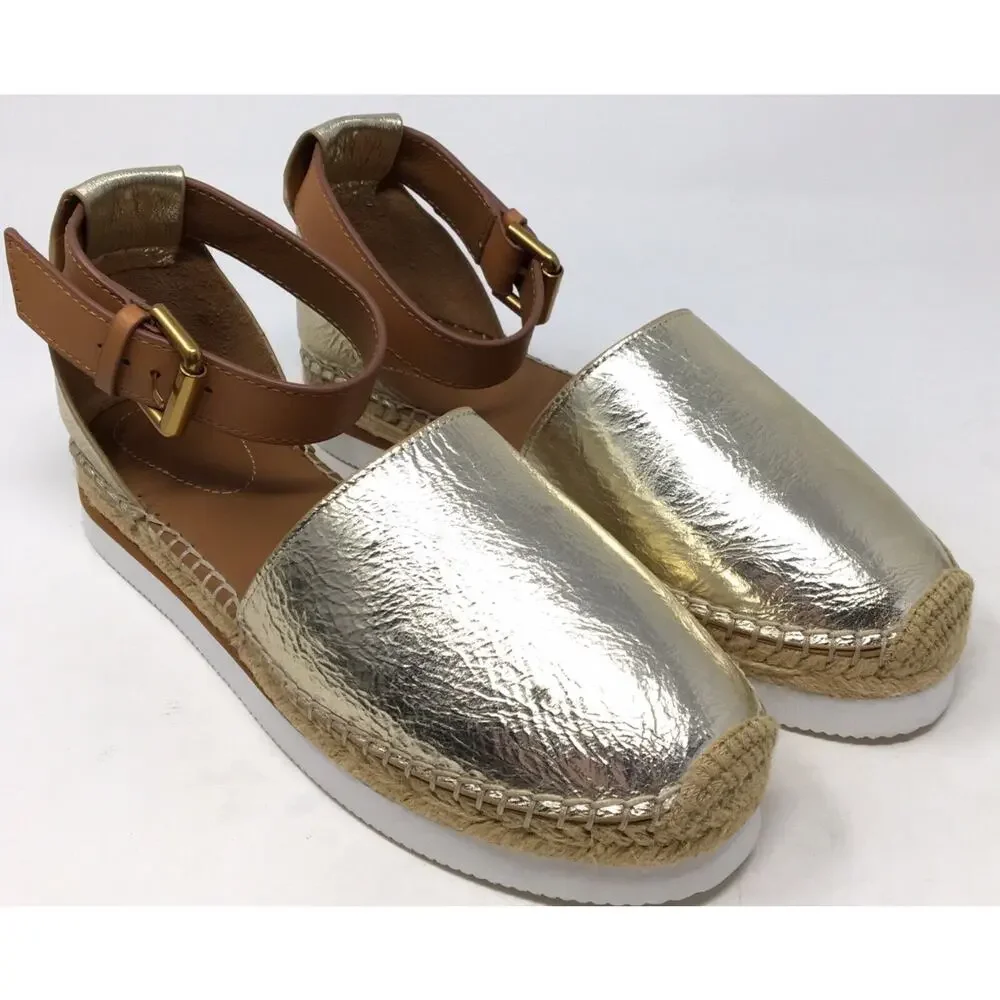 See by Chloe Glyn Women's Size 39 Metallic Gold Closed-Toe Platform Sandals - Picture 2 of 8